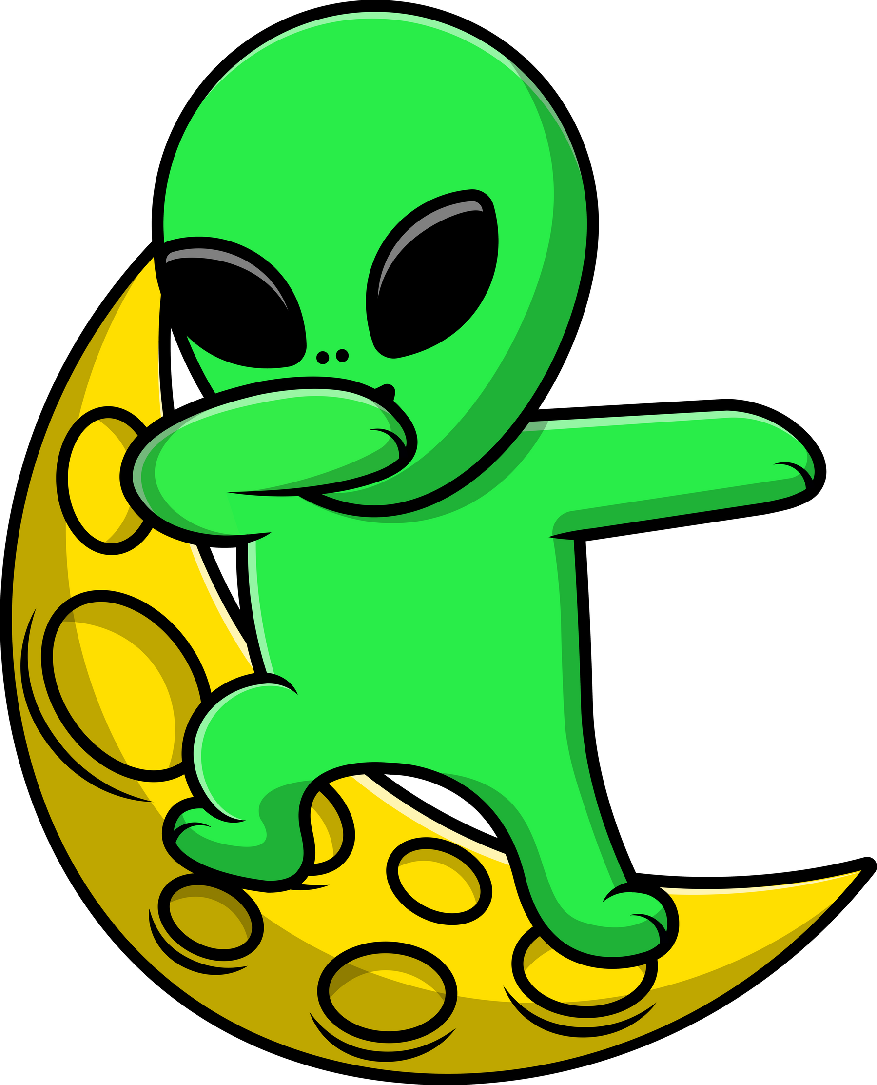 Cute Alien Dabbing On Moon Cartoon